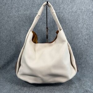 Coach Cream Leather Hobo with Brown Trim